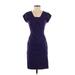 BCBGMAXAZRIA Casual Dress - Sheath Square Short sleeves: Purple Solid Dresses - Women's Size 2