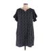 Umgee Casual Dress - Mini V-Neck Short sleeves: Black Print Dresses - Women's Size Large