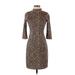 Slate & Willow Casual Dress - Sheath: Brown Leopard Print Dresses - Women's Size Small