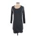 James Perse Casual Dress - Mini Scoop Neck 3/4 sleeves: Gray Marled Dresses - Women's Size Small