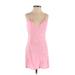 Skylar + Madison Casual Dress - Mini Plunge Sleeveless: Pink Solid Dresses - Women's Size Small