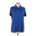 Lands' End Short Sleeve Polo Shirt: Blue Tops - Women's Size Large