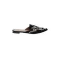 Franco Sarto Mule/Clog: Slip On Chunky Heel Feminine Black Print Shoes - Women's Size 6 1/2 - Pointed Toe