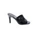 DKNY Heels: Slip On Stiletto Cocktail Party Black Print Shoes - Women's Size 8 1/2 - Open Toe