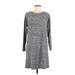 Lou & Grey Casual Dress Crew Neck 3/4 sleeves: Gray Marled Dresses - Women's Size Medium