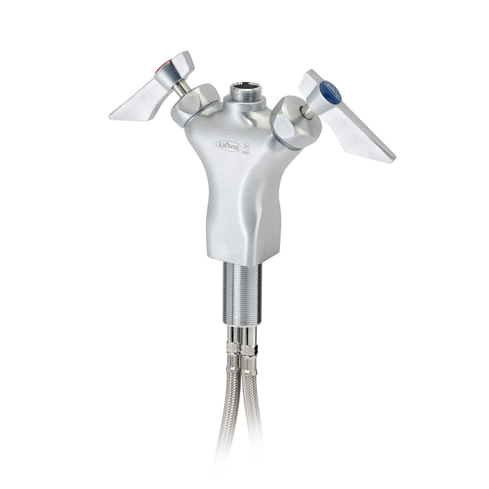 Krowne DX-6XX Deck Mount Faucet Base w/ Lever Handles - 1/2" NPT Male Inlet, Stainless Steel