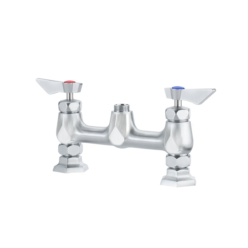 Krowne DX-9XX Deck Mount Faucet Base w/ Lever Handles - 1/2" NPT Male Inlet, Stainless Steel