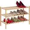 Relaxdays - Schuhregal, Bambus, 9 Paar Schuhe, HxBxT: 46,5 x 68 x 28 cm, mit 3 Ablagen, schmal,