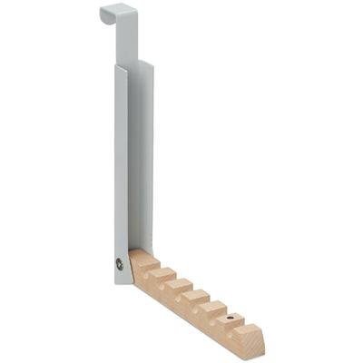 Relaxdays Klapphaken, zum Einhängen, Türgarderobe für 6 Kleiderbügel, Metall und Holz, Haken für 2 Image