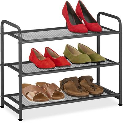 Relaxdays Schuhregal, 6 Paar Schuhe, HBT: 48x60x25 cm, Metall Schuhablage, schmal, 3 Ablagen, Flur Image