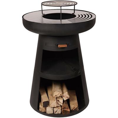 Runder Grill mit runder Stahlplatte und Rost Image