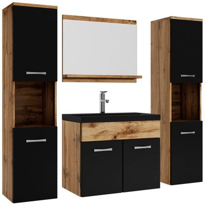 Badezimmer Badmöbel-Set Montreal xl 60cm Schwarze Waschbecken - Image