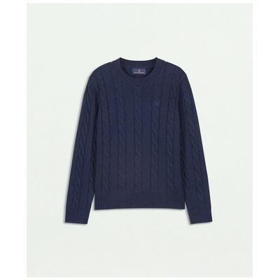 Brooks Brothers Boys Cotton Cable Crewneck Sweater | Navy | Size XS