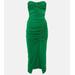 Strapless Jersey Ruched Midi Dress