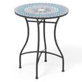 Costway 24 Inch Patio Bistro Table with Ceramic Tile Tabletop-Multicolor