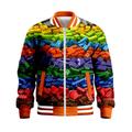 Boys 3D Color Block Multi Color Jacket Long Sleeve Spring Fall Winter Active Streetwear Cool Polyester Kids 3-12 Years V Neck Zip Street Daily Regular Fit