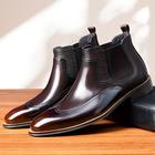 Men's Boots Leather Shoes Chelsea Boots Walking Vintage Casual Wedding Daily Leather Warm Height Increasing Comfortable Lace-up Dark Brown Black Winter