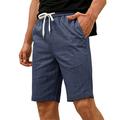 Men's Linen Shorts Summer Shorts Beach Shorts Pocket Drawstring Elastic Waist Plain Comfort Breathable Knee Length Holiday Vacation Beach Hawaiian Boho Black White