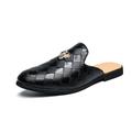 Men's Clogs Mules British Style Plaid Shoes Half Shoes Comfort Shoes Casual British Daily PU Breathable Loafer Black Blue Summer Spring