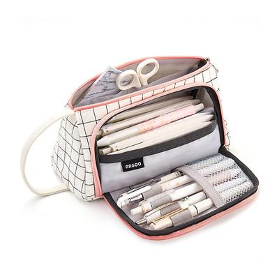 PencilCasePenPouchMarkerBag Wear-Resistant Multifunction With Zipper Canvas for School Office Student