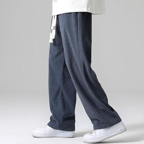 Men's Sweatpants Corduroy Pants Straight Leg Sweatpants Pocket Drawstring Elastic Waist Plain Comfort Breathable Outdoor Daily Going out Fashion Casual Black Khaki