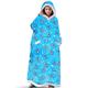 Women's Pink Wearable Blanket Hoodie Blanket Pajama Loungewear Grid / Plaid Pure Color Warm Plush Comfort Home Christmas Fleece Gift Hoodie Long Sleeve Pocket Fall Winter Lake blue Black