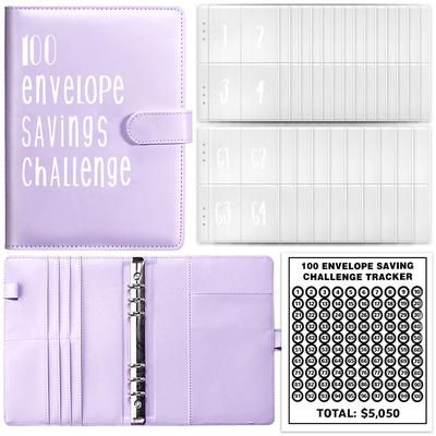 100 Envelope Challenge Binder Cash Binder with Envelope Saving Challenge Binder Money Saving Envelope for School Home Office
