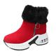 Women's Sneakers Boots Platform Boots Plus Size High Top Sneakers Daily Solid Color Leopard Booties Ankle Boots Winter Zipper Wedge Heel Hidden Heel Round Toe Plush Casual Comfort Running Walking