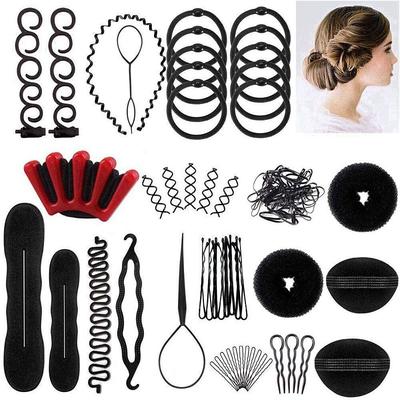 53pcs Hair Styling Set Hair Design Styling Tools Accessories DIY Hair Accessories Hair Modelling Tool Kit Hairdresser Kit Set Magic Hair Bun Maker Shaper