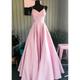 A-Line Prom Dresses Minimalist Dress Formal Wedding Guest Floor Length Sleeveless V Neck Bridesmaid Dress Stretch Satin Backless with Pleats Ruched 2024