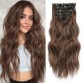 Clip in Hair Extensions for Women 20 Inch Long Wavy Curly Auburn Hair Extension Full Head Synthetic Hair Extension Hairpieces