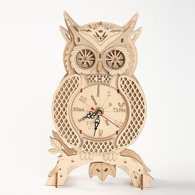 3D Wooden Puzzle For Adults Owl Clock Model Kit Desk Clock Home Decor Unique Gift For Kids On Birthday/Festival Day