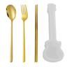 Cutlery Set 3Pcs/Set Silverware Cutlery with Guitar Box Dinnerware Spoon Fork Chopsticks Set Travel Tableware