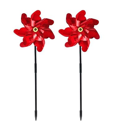 2 Pieces Bird Repeller Windmill Spinner DIY Birds Deterrent Silver Pinwheels for Outdoor Garden Lawn Yard Decoration