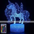 Unicorn 3D Night Light for Kids Illusion Lamp Kids 16 Colors Changing Lamp Smart Touch Remote Control Party Supplies as Birthday Xmas Gift Idea for Girls Boys