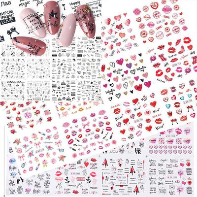 36 Pcs Valentines Manicure Love Letter Flower Sliders For Nails Inscriptions Nail Art Decoration Water Sticker Tips Christmas Nails Xmas Nails Christmas Nail Wrap Christmas Nail Stickers
