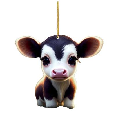 1pc Adorable Cartoon Cow Car Charm - Perfect for Christmas Tree Decorations Car Interior Accessories!