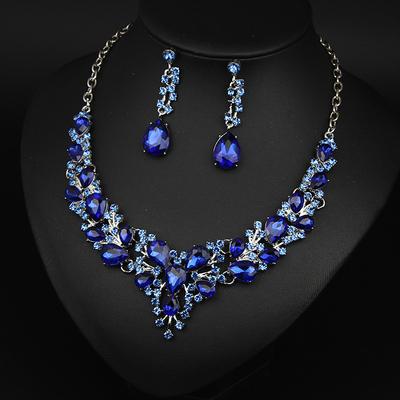 Jewelry Set 3pcs Glass Alloy 1 Necklace Earrings Women's Elegant Vintage Fashion Geometrical Geometric Jewelry Set For Wedding Party Wedding Guest