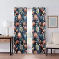 Blackout Curtain Blue Pattern Flowers Curtain Drapes For Living Room Bedroom Kitchen Window Treatments Thermal Insulated Room Darkening