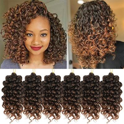 8 Inch Short Curly Crochet Hair for Black Women Beach Curl Water Wave Curly Crochet Braids Hair Deep Wave Synthetic Braiding Hair Extensions