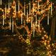 Falling Rain Lights Meteor Shower Lights Christmas Lights 30cm 8 Tube 144 LEDs Falling Rain Drop Icicle String Lights for Christmas Trees Halloween Decoration Holiday Wedding