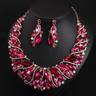 Jewelry Set 3pcs Rhinestone Alloy 1 Necklace Earrings Women's Elegant Vintage Stylish Geometrical Geometric Jewelry Set For Wedding Party Wedding Guest