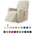 Recliner Chair Stretch Sofa Cover Slipcover Elastic Couch Protector With Pocket For Tv Remote Control Books Plain Solid Color Soft Durable