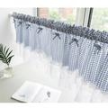 Kitchen Curtains, Valance Curtains, Short Cafe Curtains Farmhouse Tier Curtains Short Window Treatments With Lace 1 Panel Rod Pocket Plaid