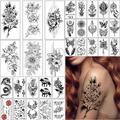 28 pcs Pendant Flower Temporari Tattoos for Women Fake Tattoo Sticker Peony Black Henna Moon Large Thigh Tattoo Temporary Waterproof