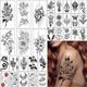 28 pcs Pendant Flower Temporari Tattoos for Women Fake Tattoo Sticker Peony Black Henna Moon Large Thigh Tattoo Temporary Waterproof