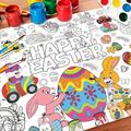 1pc, Happy Easter Rabbit Eggs Poster Colored Poster Coloring Poster For Gifts Crafts Activity Wall Doodle Art Coloring Poster Banner For Home School Party Supplies