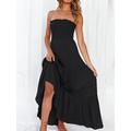 Women's Long Dress Maxi Dress Casual Dress Sheath Dress Swing Dress Pure Color Streetwear Casual Outdoor Holiday Date Ruched Patchwork Sleeveless Strapless Dress Slim Black White Yellow Summer Spring