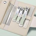 10-Piece Set Stainless Steel Gradient Nail Clippers with Detachable Nail File and Leather Travel Bag, Portable Nail Clippers Anti-Splash Design for Easy Use