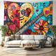 Art Heart Guitar Hanging Tapestry Wall Art Large Tapestry Mural Decor Photograph Backdrop Blanket Curtain Home Bedroom Living Room Decoration
